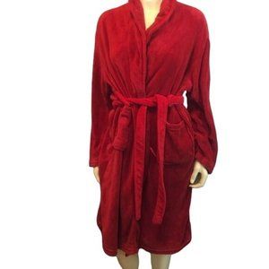 Hotel Spa Red Luxurious Soft Cozy Fleece Short Robe Size OSFM